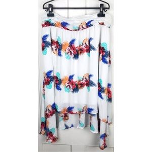 Black Rainn size XL : shark bite ruffle floral flowy colorful summer maxi skirt